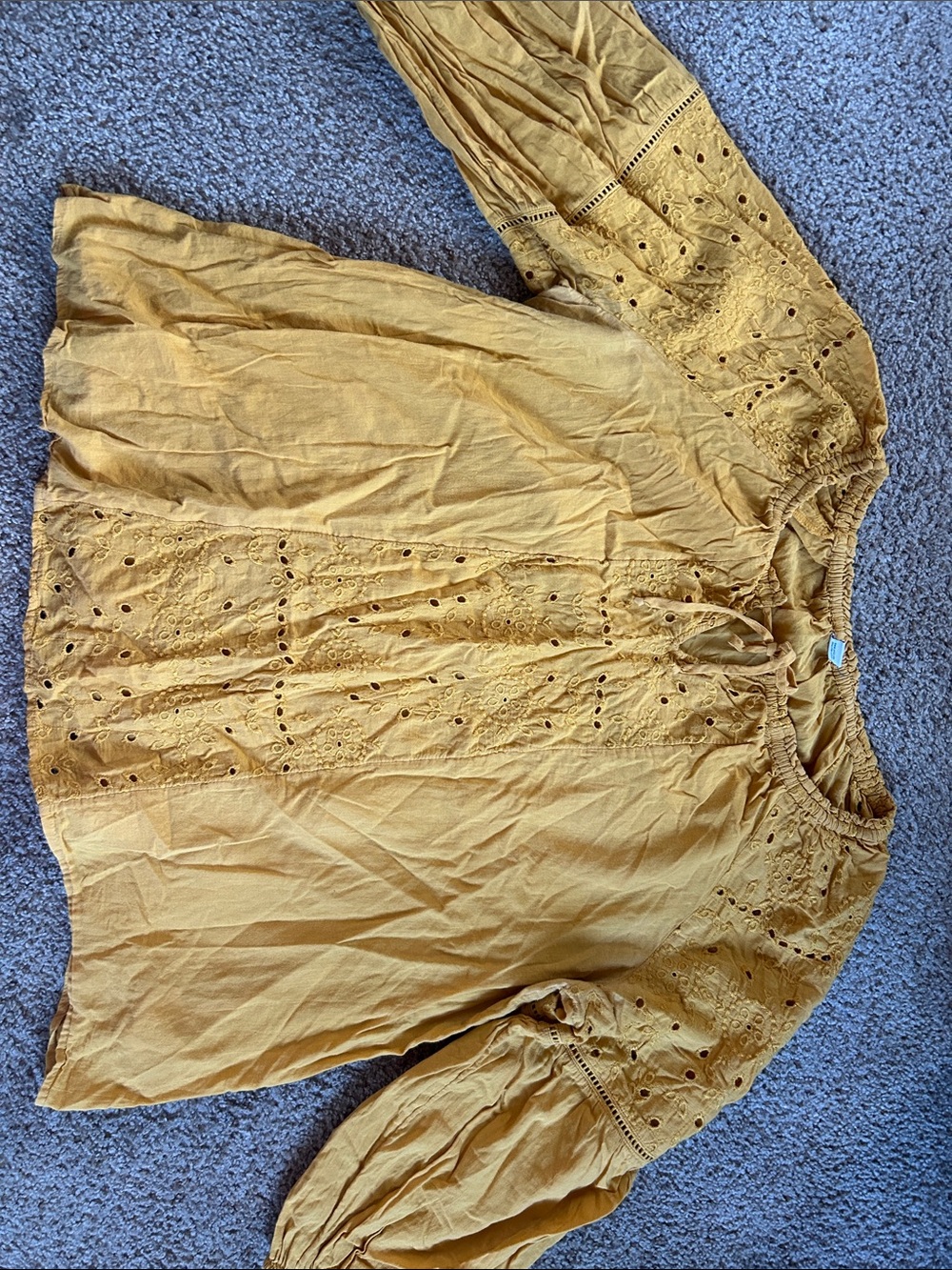 Old Navy Mustard Eyelet Peasant Blouse - Women